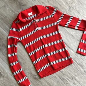 Trendy Girls’ Striped Half Zip Sweater Top Pullover Size XL